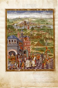 मध्ययुगीन शहर में यातना और सजा का दृश्य। शनि का प्रभाव (लघु, c.1470)