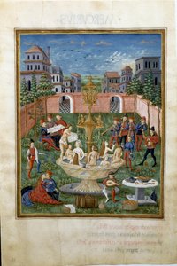 शुक्र का प्रभाव: प्रेम का बगीचा और यौवन का फव्वारा (लघु, c.1470)