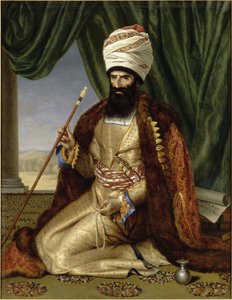 1808, 1809 में पेरिस में फारस के राजदूत आस्कर खान का चित्र। द्वारा सेसरीन हेनरीट डेविन मिरवॉल्ट