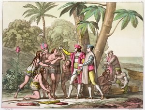 अमेरिकी मूल-निवासियों के साथ क्रिस्टोफर कोलंबस, 1492-1503 c1820-1839 द्वारा डीके बोनाटि