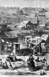 न्यू यॉर्क के स्क्वाटर्स - हार्पर्स वीकली, पब से सेंट्रल पार्क के पास दृश्य। 1869 द्वारा दे वंद