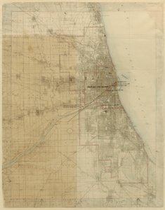 शिकागो, शिकागो, इलिनोइस की योजना, शहर के विकास को दर्शाने वाला आरेख, 1909।