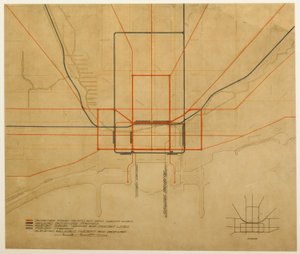 शिकागो की योजना से प्लेट 75, 1909: शिकागो। शहर का डायग्राम, पूरा सिस्टम दिखा रहा है...