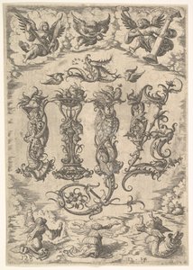 IHS मोनोग्राम सिक्स एंजल्स से घिरा, ca. 1485-1536। द्वारा डेनियल होफ़र