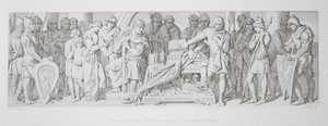 विलियम के प्रति निष्ठा की शपथ की कसम, एल ग्रुनर, 1866 88: हेरोइन II (c.1022-66) द्वारा उकेरी गई &39;द स्टोरी ऑफ द नॉर्मन कॉन्क्वेस्ट&39; से संतों के छिपे हुए अवशेषों की शपथ ली, 1 में ताज पहनाया। द्वारा डेनियल मैक्लिज़