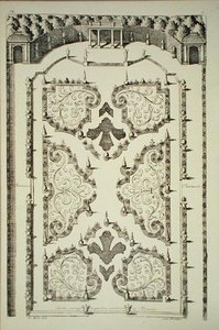 चार पार्टर और छतों से विभाजित उद्यान (उत्कीर्णन)