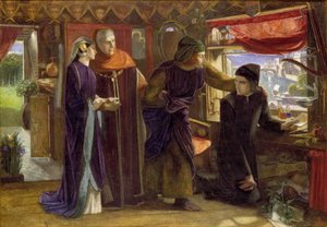 1853 में बीट्राइस की मृत्यु की वर्षगांठ पर एक देवदूत का चित्र बनाते हुए डांटे