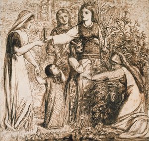 दांते का मटिल्डा फूल इकट्ठा करने का विजन, c1855 द्वारा डांटे गेब्रियल रॉसेटी