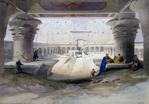 एडफू मंदिर, मिस्र और नूबिया से डेविड रॉबर्ट्स (1796-1864) द्वारा ड्राइंग से उकेरा गया