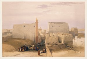 मिस्र, लक्सर के मंदिर का प्रवेश द्वार, डेविड रॉबर्ट्स द्वारा ड्राइंग पर आधारित उत्कीर्णन