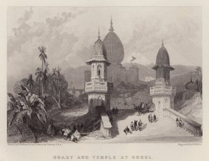 गोकुल में घाट और मंदिर (रंग लिथो) द्वारा डेविड (बाद में) रॉबर्ट्स