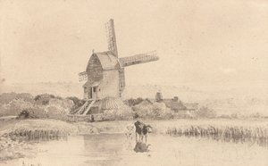 ड्यूलविच कॉमन, 1811 पर एक पवनचक्की द्वारा मवेशी को पानी पिलाते हुए द्वारा डेविड कॉक्स