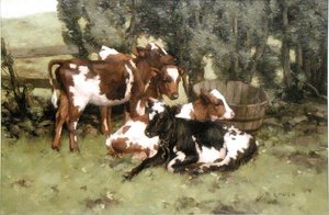 तीन बछड़े, c.1920 (कैनवास पर तेल) द्वारा डेविड गोल्ड