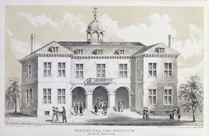1776 में जॉर्ज हेवर्ड द्वारा उत्कीर्ण &39;वेलेंटाइन मैनुअल&39; से ओल्ड सिटी हॉल, न्यूयॉर्क द्वारा डेविड ग्रिम