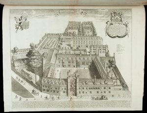 &39;कॉलेजियम क्रिस्टी&39;, क्राइस्ट कॉलेज कैम्ब्रिज, 1690 का दृश्य
