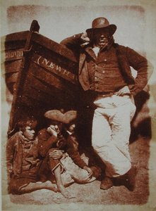ए न्यूहेवन फिशरमैन एंड बॉयज़, c.1843-47 (कैलोटाइप नेगेटिव से सॉल्ट पेपर प्रिंट) द्वारा डेविड ऑक्टेवियस और एडमसन रॉबर्ट हिल