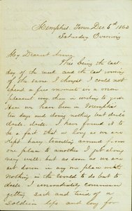 डीपी ग्रियर, मेम्फिस, टेन्न से अन्ना मैककिनी को पत्र, 6 दिसंबर, 1862 द्वारा डेविड पर्किन्स ग्रियर