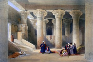 एस्ना, ऊपरी मिस्र में मंदिर का आंतरिक भाग, 1838 द्वारा डेविड रॉबर्ट्स, लुई हैघे