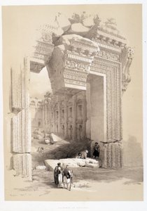 लेबनान में बालबेक गेट, "द होली लैंड" में 07/05/1839 को बनाया गया चित्र, लंदन 1849 द्वारा डेविड रॉबर्ट्स
