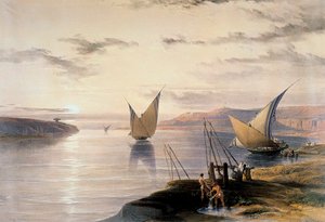 नावें नील नदी पर, c1838-1839 द्वारा डेविड रॉबर्ट्स