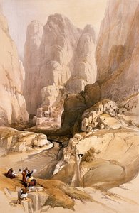 पेट्रा में प्रवेश, मार्च 10, 1839, लुई हागे (1806-85) पब द्वारा उत्कीर्ण &39;द होली लैंड&39; के खंड III से प्लेट 98 1849