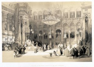 पवित्र कब्र के क्रीक चर्च का इंटीरियर, "द होली लैंड" में 11/04/1839 को बनाया गया, लंदन 1849 द्वारा डेविड रॉबर्ट्स