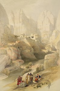 पेट्रा, 10 मार्च 1839, &39;द होली लैंड&39; के वॉल्यूम III से प्लेट 104, लुई हागे (1806-85) पब द्वारा उकेरी गई। 1849 द्वारा डेविड रॉबर्ट्स