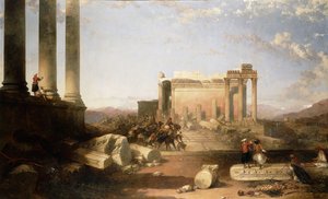 1861 में बाल्बेक में सूर्य के मंदिर के अवशेष द्वारा डेविड रॉबर्ट्स