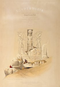 लंदन, 1846 में प्रकाशित लुई हेघे (1806-85) द्वारा उत्कीर्ण &39;मिस्र और नूबिया&39; के खंड I के शीर्षक पृष्ठ, अबू सिम्बल के महान मंदिर का प्रवेश द्वारा डेविड रॉबर्ट्स