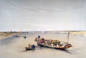 19 वीं शताब्दी में दहशुर और शक़कराह के पिरामिडों की ओर देख रहे नील नदी द्वारा डेविड रॉबर्ट्स