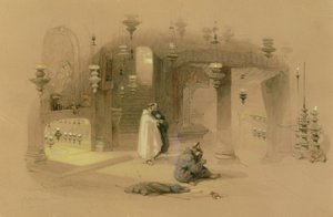 1839 में होली नटालिटी, बेथलहम, (पेंसिल के ऊपर wc, gouache & gum arabic with Buff paper) से ऊंचा हुआ श्राइन द्वारा डेविड रॉबर्ट्स