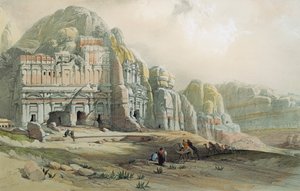 डेविड रॉबर्ट्स द्वारा पेट्रा, जॉर्डन के खंडहरों का दृश्य द्वारा डेविड रॉबर्ट्स