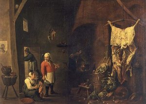 एक ग्राम्य घर का आंतरिक भाग, c.1640 (कैनवास पर तेल) द्वारा डेविड द एल्डर टेनियर्स