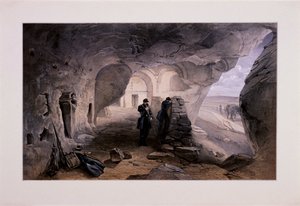 इंकर्मन लुकिंग वेस्ट, क्रीमिया, यूक्रेन, 1855 में गुफाओं में खुदाई वाला चर्च