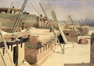 ज़ूनी, न्यू मैक्सिको, 1888 के पुएब्लो में स्ट्रीट।