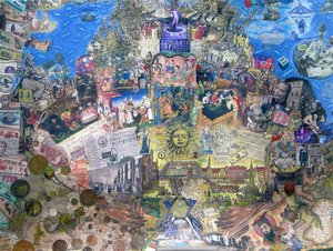 क्रेडिट ऑफ़ डेथ, 2010 (कैनवास पर कोलाज और मिश्रित मीडिया)