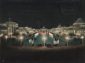 ग्रैंड कोर्ट ने 1898 में ट्रांस-मिसिसिपी एक्सपोजिशन को रोशन किया द्वारा डेट्रोइट फोटोग्राफिक कंपनी