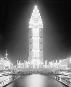 रात में ड्रीमलैंड, कोनी द्वीप, न्यूयॉर्क शहर, c.1905 (b/w फोटो) द्वारा डेट्रोइट प्रकाशन कंपनी