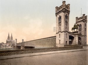 रेलवे ब्रिज, राइन नदी, कोलोन, जर्मनी, c.1900 द्वारा डेट्रोइट प्रकाशन कंपनी