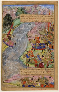 जलाल अल-दीन ख़्वारज़्म-शाह तीव्र सिंधु नदी को पार करते हुए, चंगेज खान और उसकी सेना से बचते हुए, 1597 द्वारा धर्म थाटो