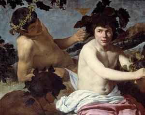 Bacchus की विजय या "द ड्रंक" विवरण। डिएगो रोड्रिग्ज डी सिल्वा वाई वेलास्केज़ (१५९९-१६६०) की पेंटिंग लगभग १६३९-१६४२। मंद। 1,65x2,25 मीटर मैड्रिड, प्राडो संग्रहालय द्वारा डिएगो वेलाज़क्वेज़