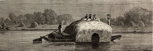 डेन्यूब के तट पर चारे की कटाई, कटाई और परिवहन। 1860 में पेरिस से बुखारेस्ट तक की अपनी यात्रा को चित्रित करने के लिए लेंसलॉट द्वारा चित्रण। एडौर्ड चार्टन द्वारा संपादित "ले टूर डु मोंडे" में उत्कीर्णन द्वारा डायडोनेन्स अगस्टे लैंसेलोट