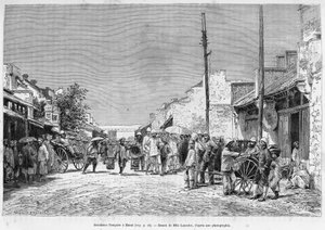 हनोई में फ्रांसीसी निवास। लैंसलॉट द्वारा उत्कीर्णन, एक तस्वीर के बाद, 1884 में ट्रेंटे मोइस औ टोनकिन की कहानी को चित्रित करने के लिए, डॉक्टर होक्क्वार्ड द्वारा, ले टूर डू मोंडे 1889 में, एडौर्ड चार्टन (1807-1890), हैचेट, पेरिस द्वारा निर्देशित। द्वारा डायडोनेन्स अगस्टे लैंसेलोट