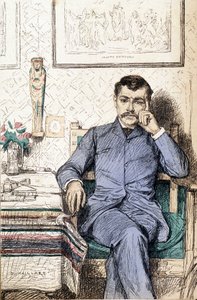 पॉल बॉर्गेट का पोर्ट्रेट, फ्रांसीसी उपन्यासकार (1852-1935) (उत्कीर्णन)