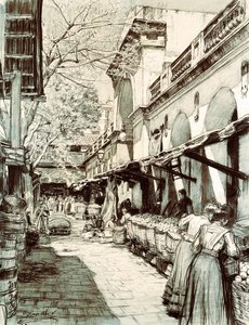 बार्सिलोना में सेंट कैथरीन के बाजार का वर्ग (ड्राइंग) द्वारा डायोनिसियो बैक्सैरस वर्दगुएर
