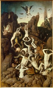 नरक। रिप्राइमर्स का पतन। डिर्क (डायरिक, डिर्क) बेंड्स द ओल्ड (द एल्डर) (1410-1475) द्वारा पेंटिंग ईसी। होल।