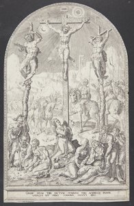 दो चोरों के बीच क्रूस पर ईसा मसीह द्वारा Maarten van Heemskerck