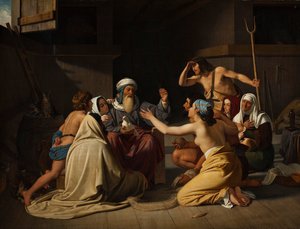 1835 में सन्दूक में नूह और उसका परिवार।
