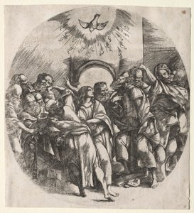 पवित्र आत्मा का वंशज, 1518। द्वारा डोमिनिको कैंपाग्नोला