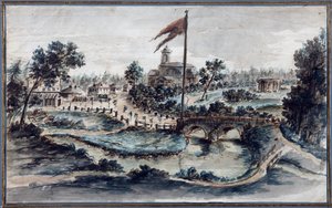सेंट मैरी मैग्डलीन के अस्पताल के साथ पावलोवस्क पार्क का दृश्य, c.1783 (कागज पर wc)